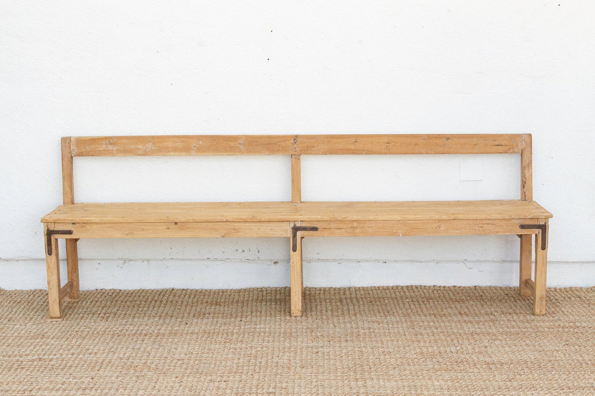 1860's French Bleached Wood Long Bench-Bench-tbgypsysoul