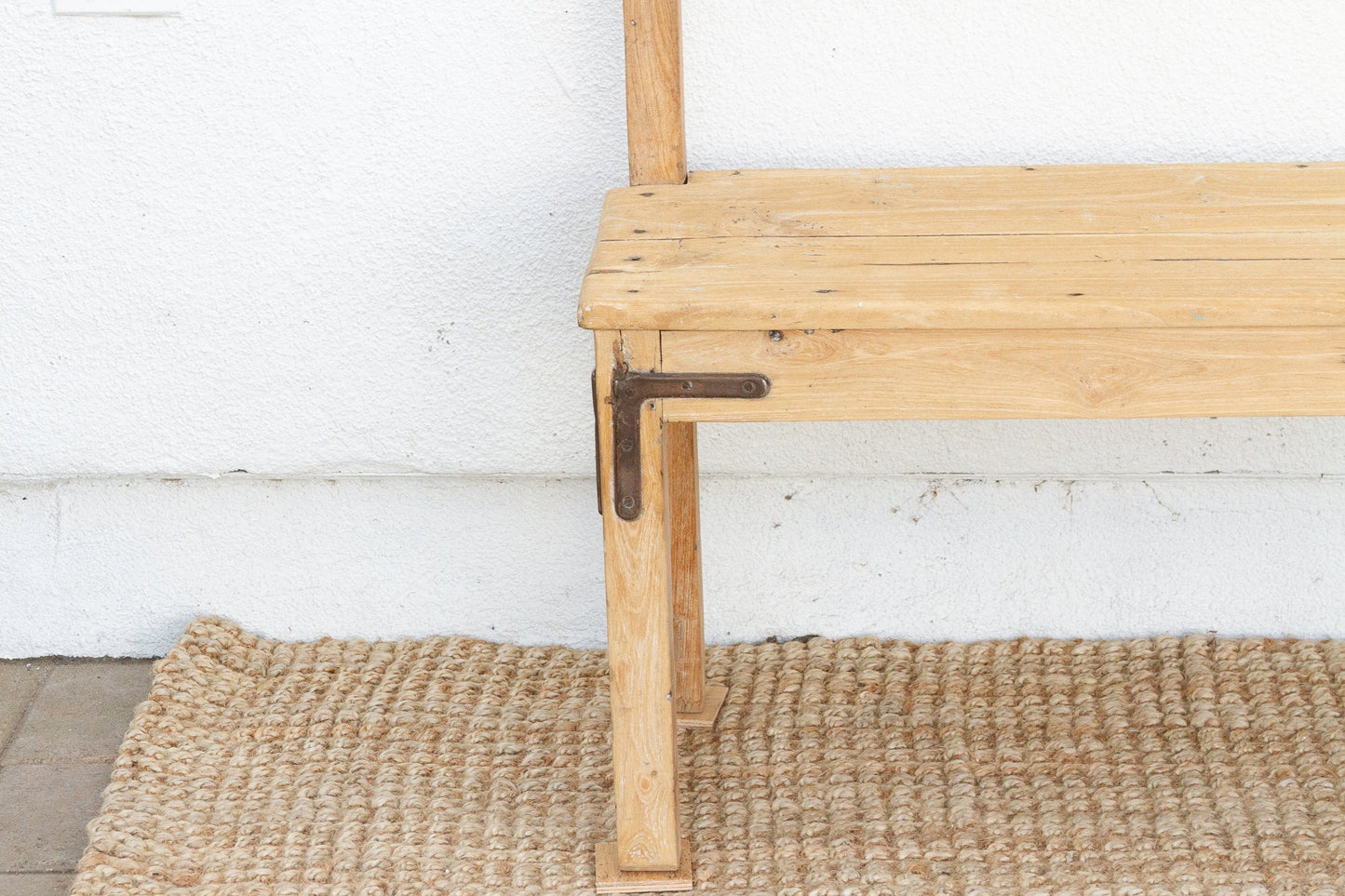 1860's French Bleached Wood Long Bench-Bench-tbgypsysoul