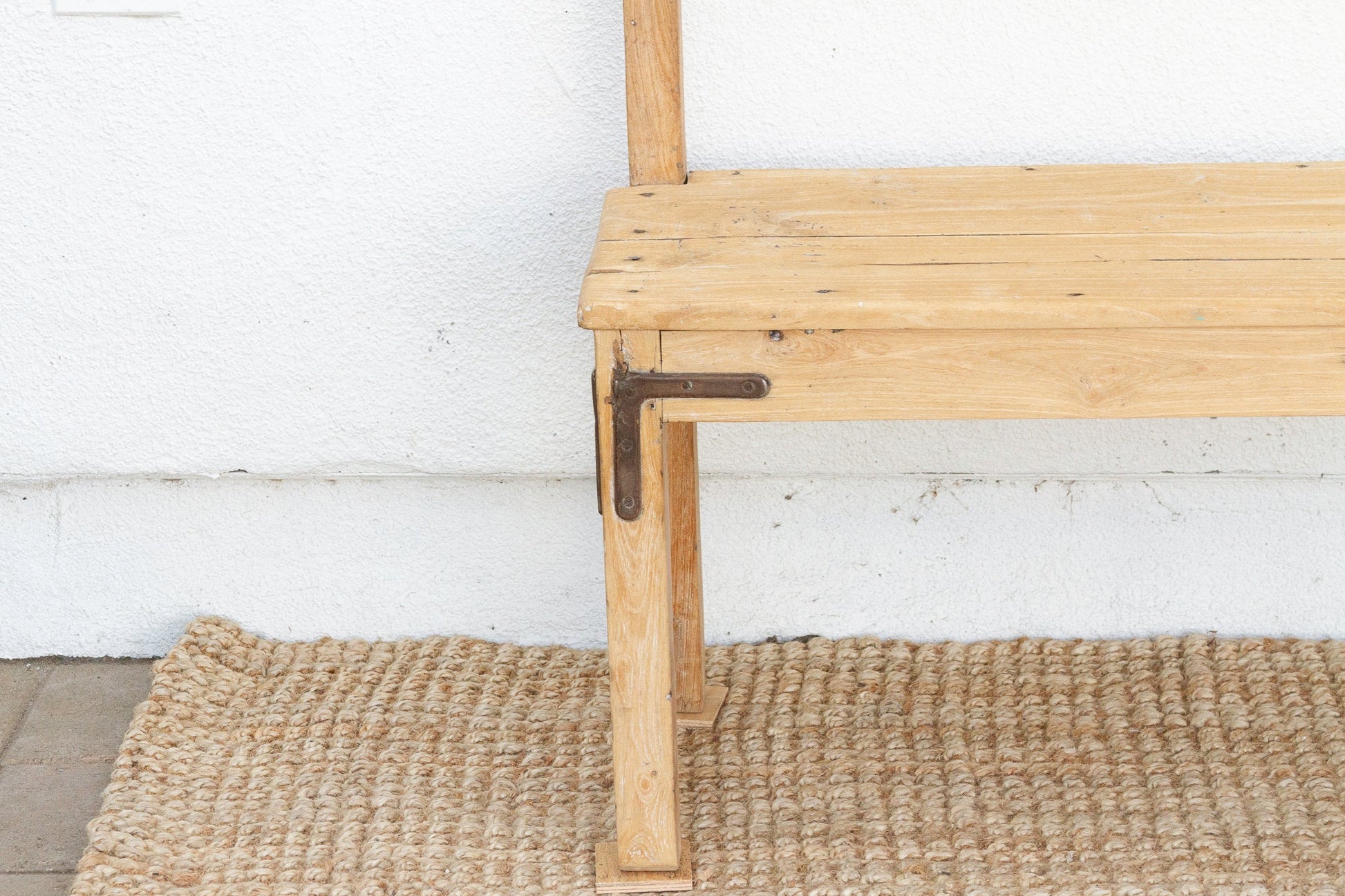 1860's French Bleached Wood Long Bench-Bench-tbgypsysoul
