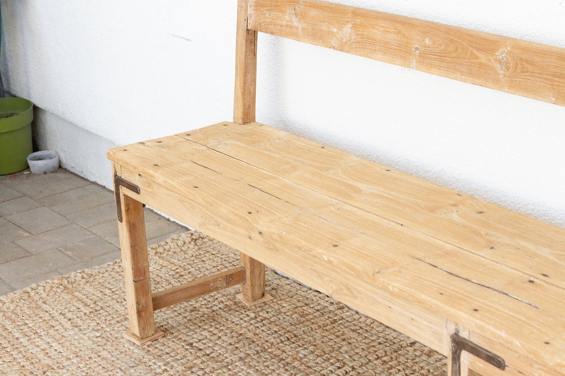 1860's French Bleached Wood Long Bench-Bench-tbgypsysoul