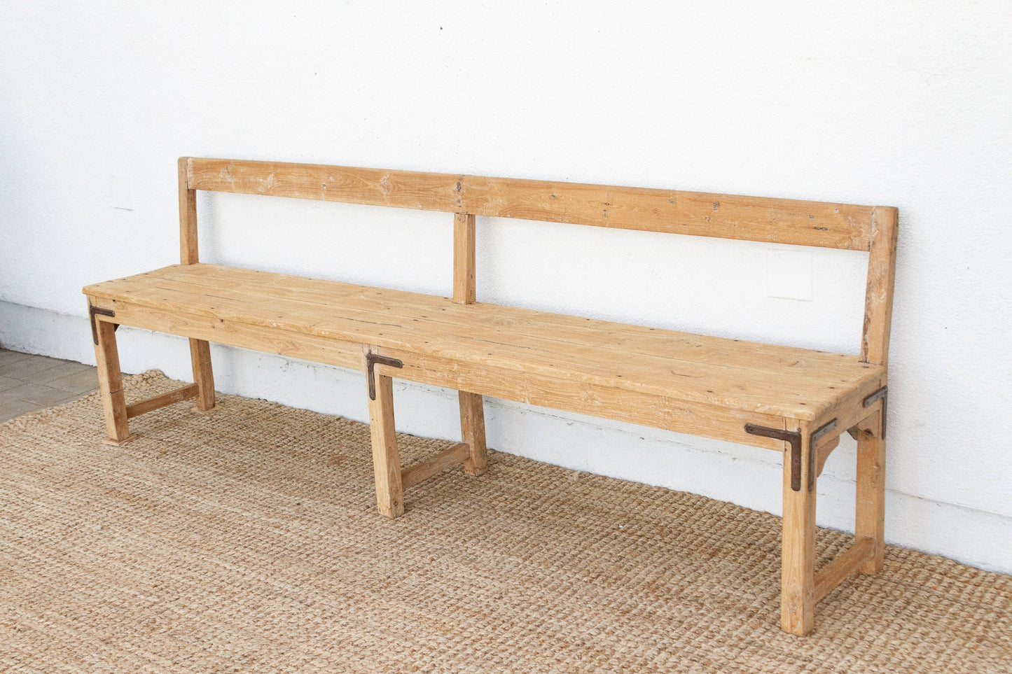 1860's French Bleached Wood Long Bench-Bench-tbgypsysoul