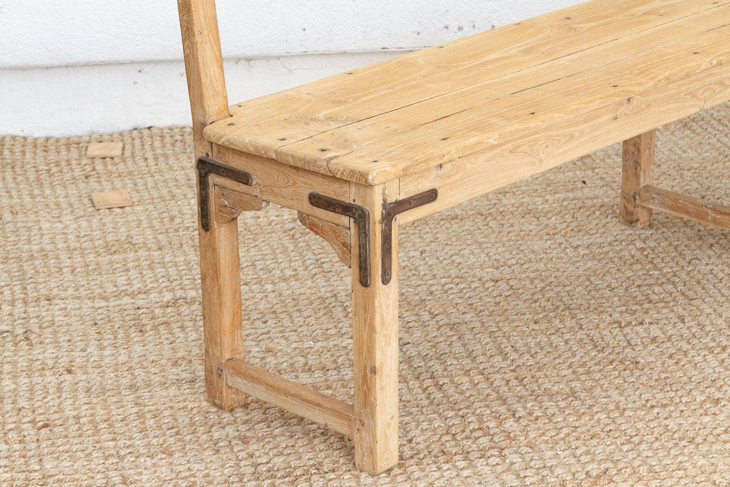 1860's French Bleached Wood Long Bench-Bench-tbgypsysoul