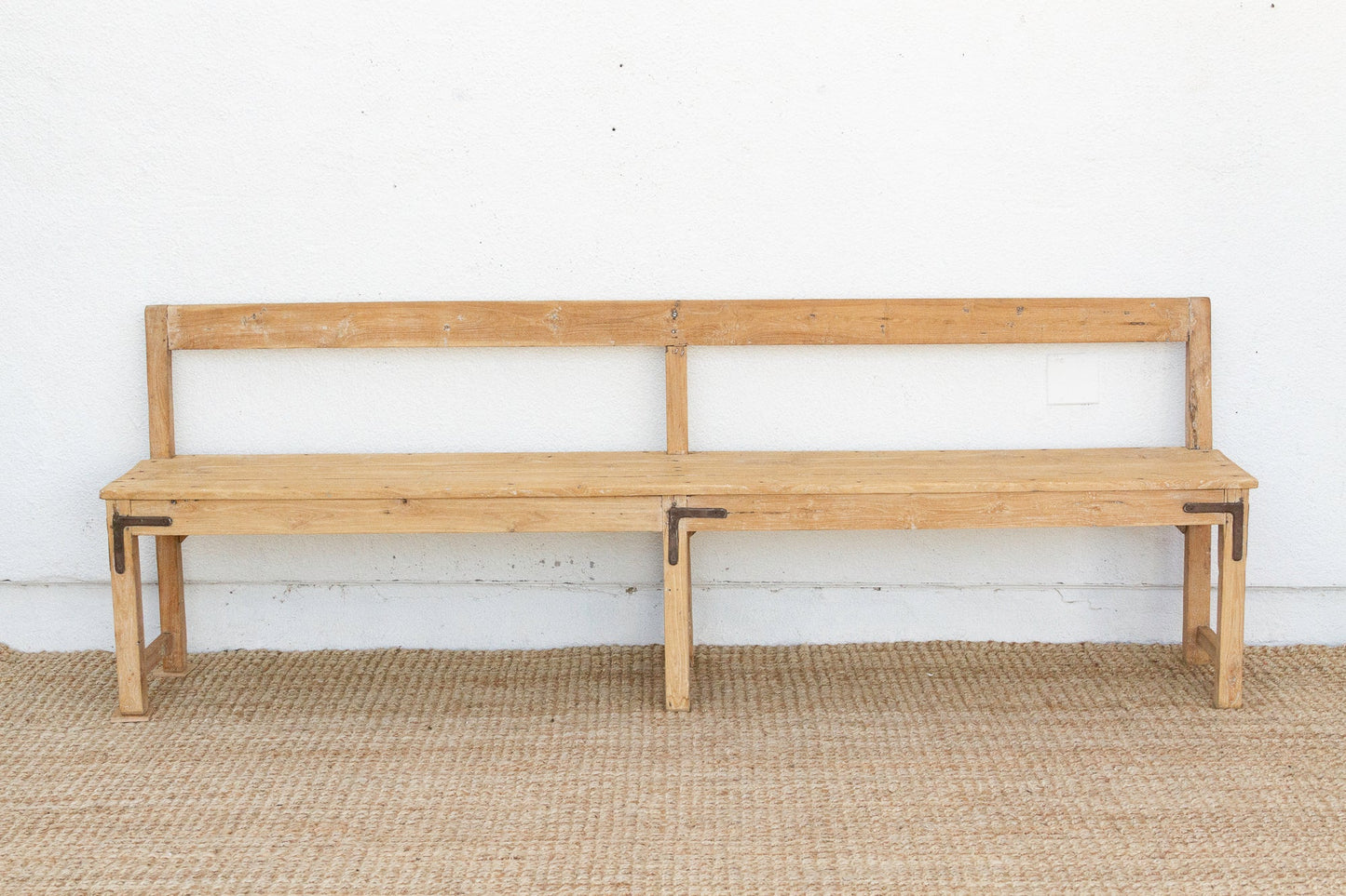 1860's French Bleached Wood Long Bench-Bench-tbgypsysoul