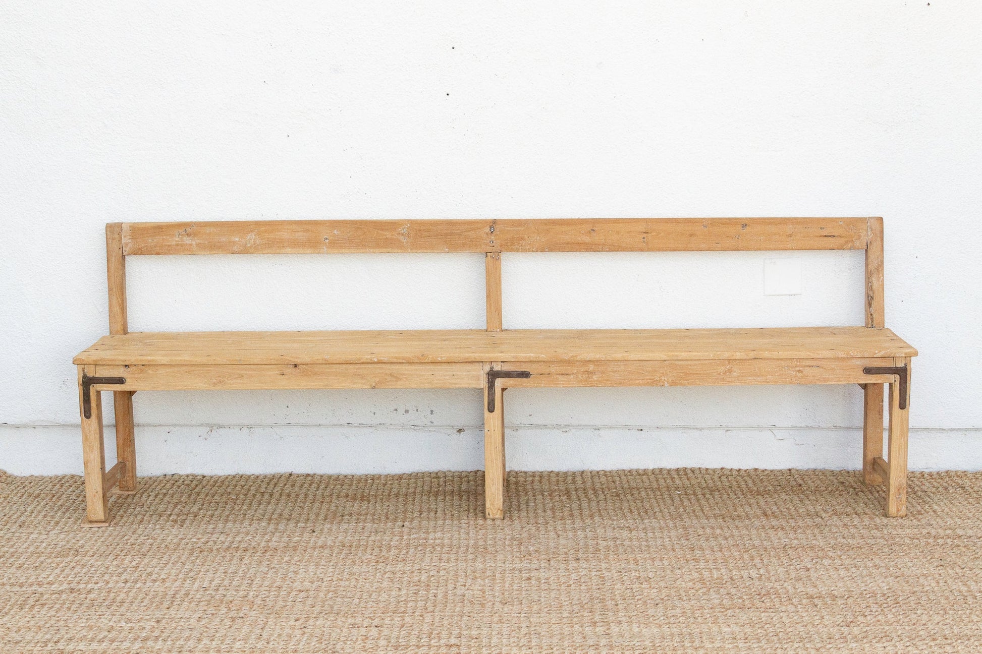 1860's French Bleached Wood Long Bench-Bench-tbgypsysoul