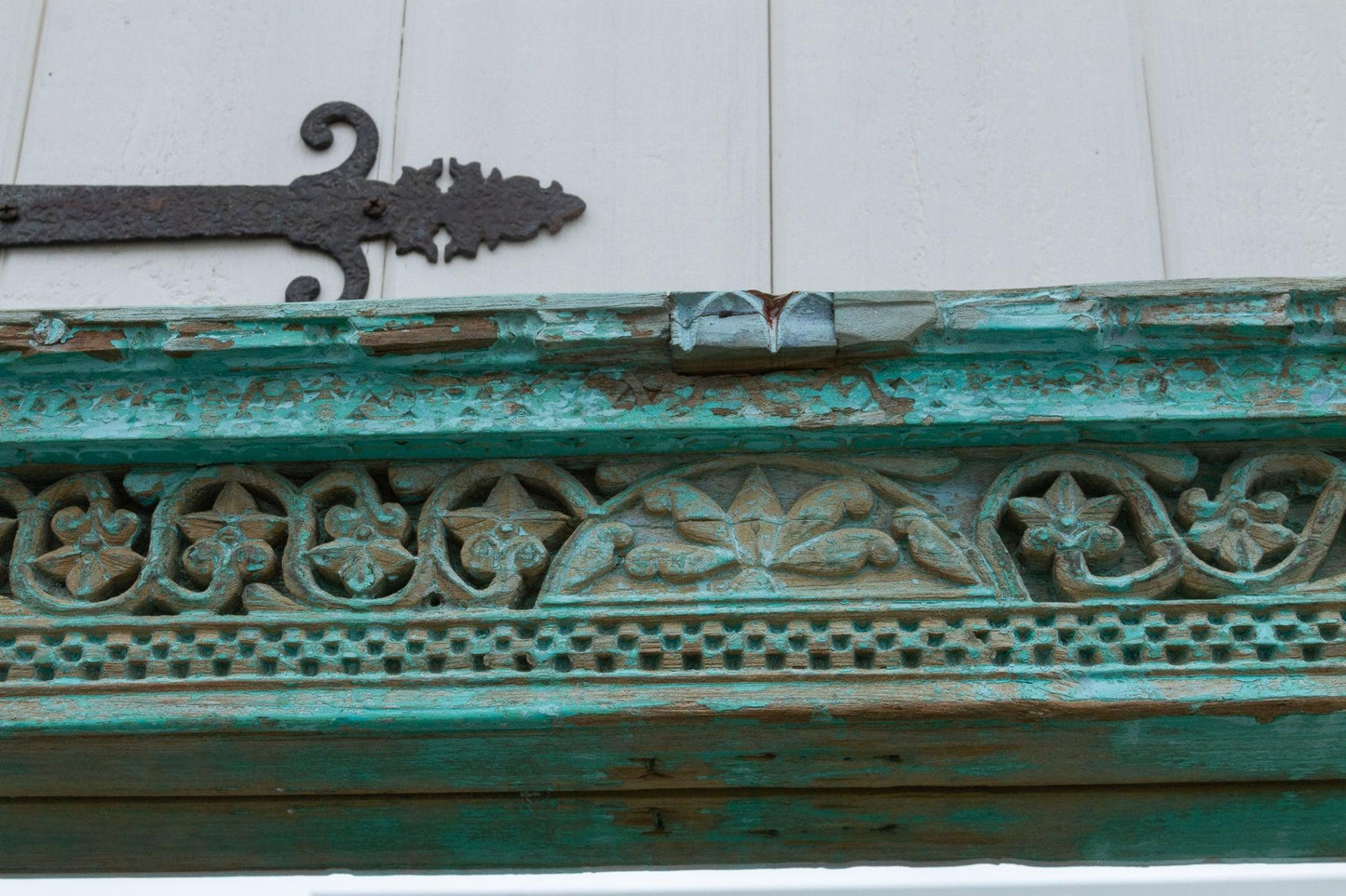 19th Century Indo-French Aqua Carved Floor Mirror-tbgypsysoul