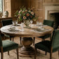 Reclaimed Pine Wood Round Pedestal Dining Table - White Glove Included.