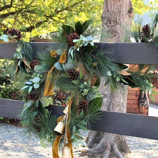 28" Magnolia, Eucalyptus, Pinecone, & Needle Pine Wreath-Christmas Greenery-tbgypsysoul