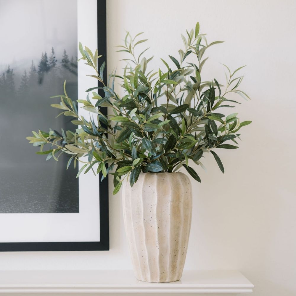 30" Faux Olive Arrangement in Artisan Vase-Faux Plant-tbgypsysoul