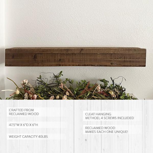 47 Inch Reclaimed Rustic Natural Wood Mantle-Whats trending-tbgypsysoul