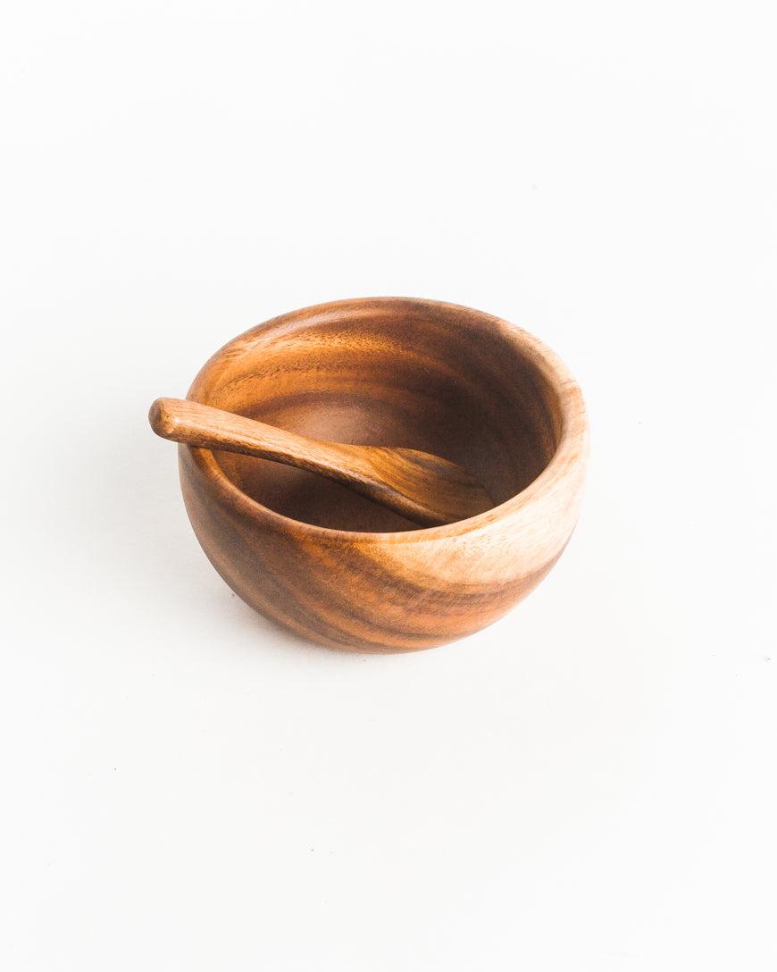 6" Acacia Wood Smoothie Bowl + Spoon-Tableware-tbgypsysoul