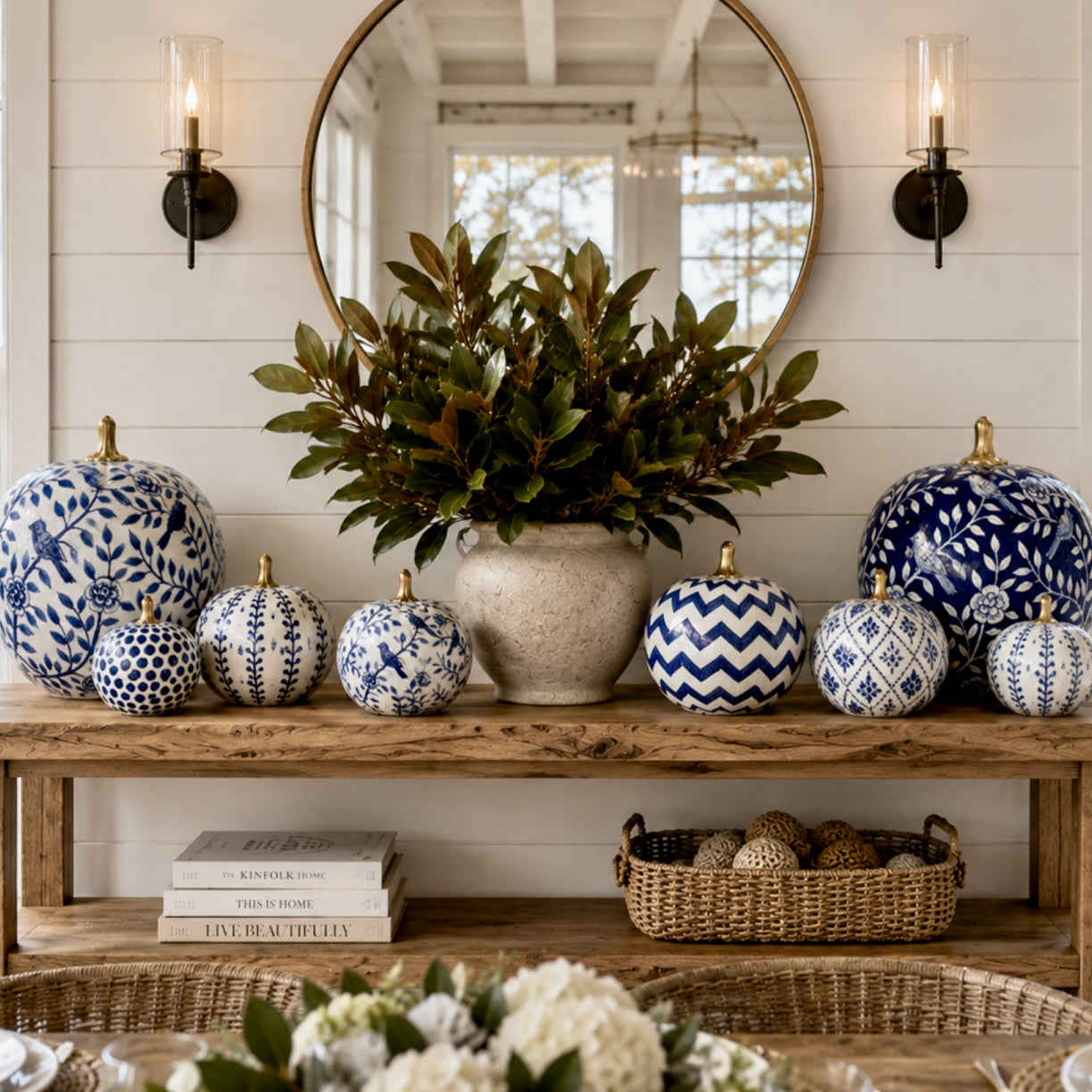 Navy Meadow Sprig Pumpkin