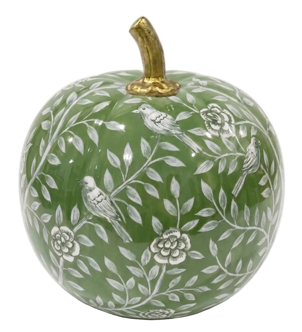 Green Bird & Vine Silhouette Pumpkin