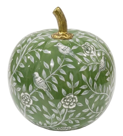 Green Bird & Vine Silhouette Pumpkin