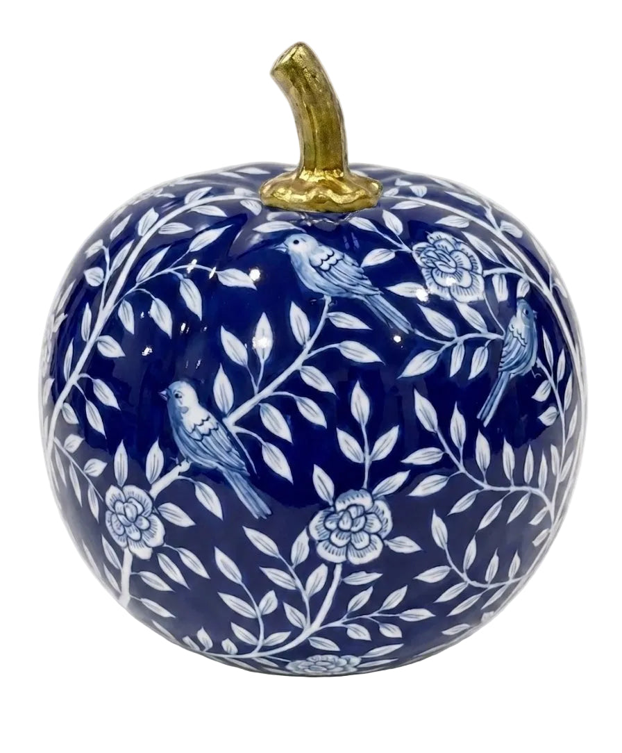 Navy Bird & Vine Silhouette Pumpkin