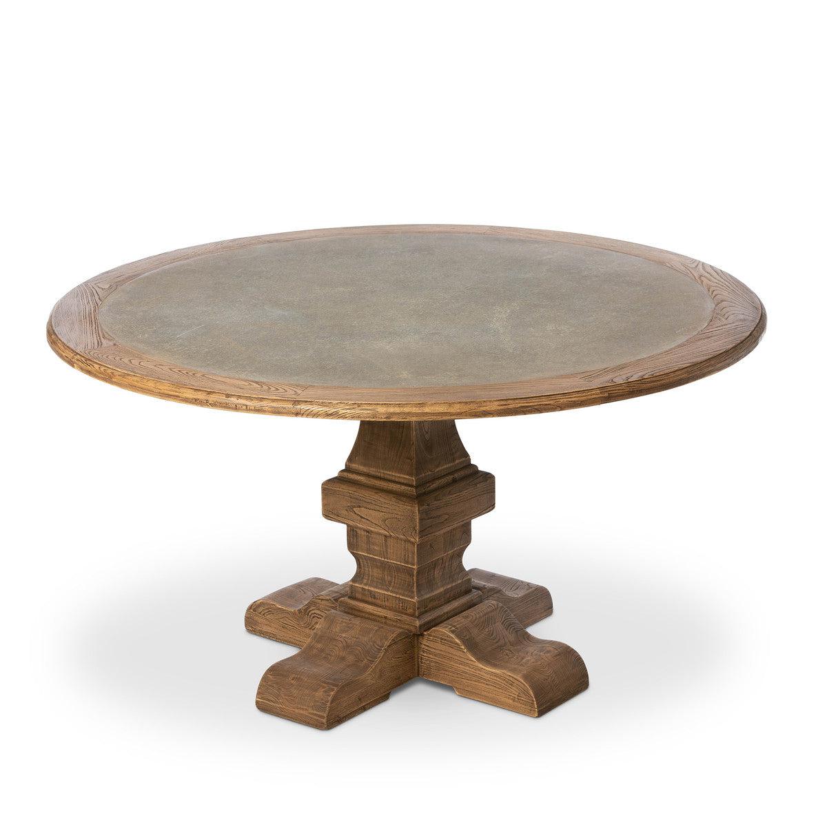Aged Zinc Top Round Dining Table-tbgypsysoul