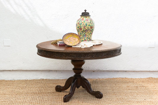 Anglo-Indian Round Rosewood Table-Dining Table-tbgypsysoul