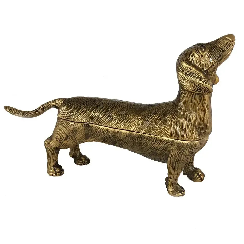 Antiqued Brass Dachshund Storage Box-storage box-tbgypsysoul