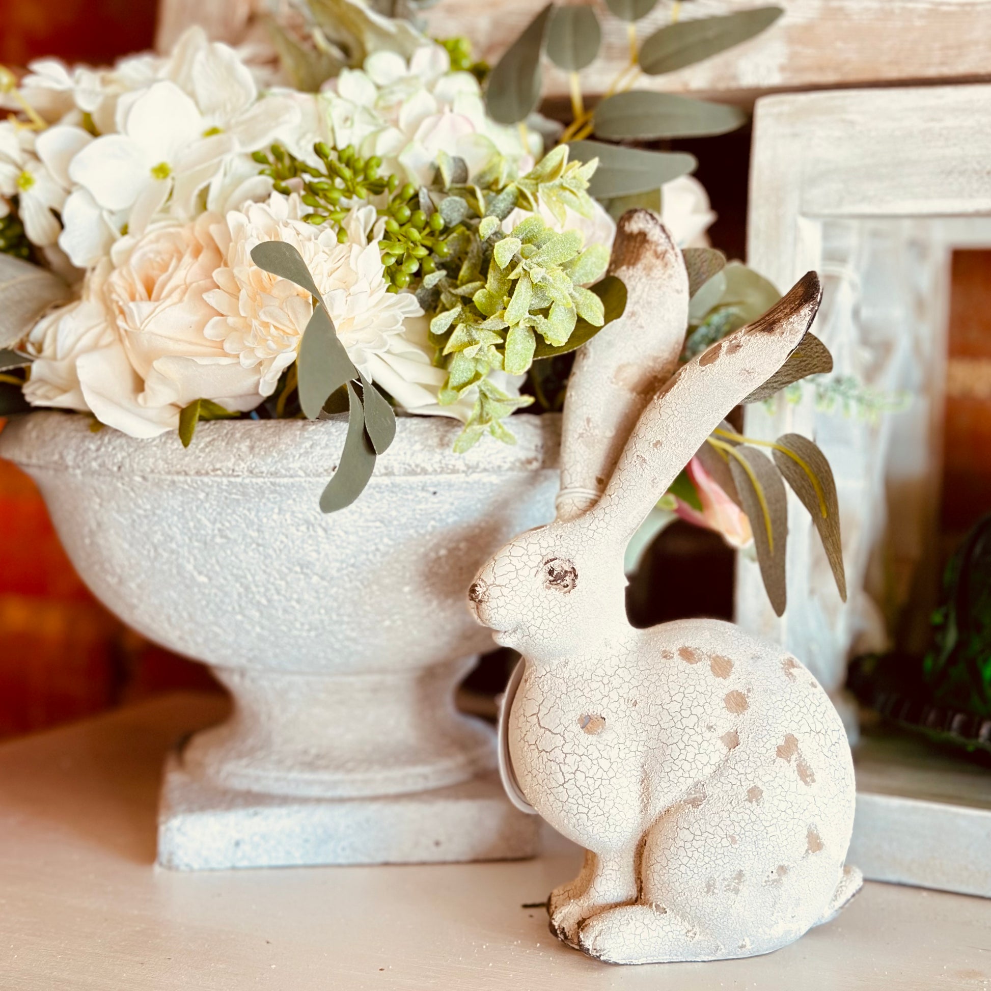 Antiqued French Country Jackrabbit-Easter Home Decor-tbgypsysoul