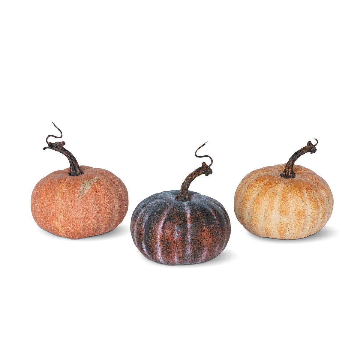 Autumn Garden Pumpkins, Set of 3-Decorative Pumpkins-tbgypsysoul