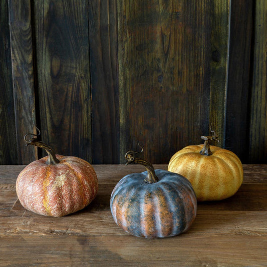 Autumn Garden Pumpkins, Set of 3-Decorative Pumpkins-tbgypsysoul