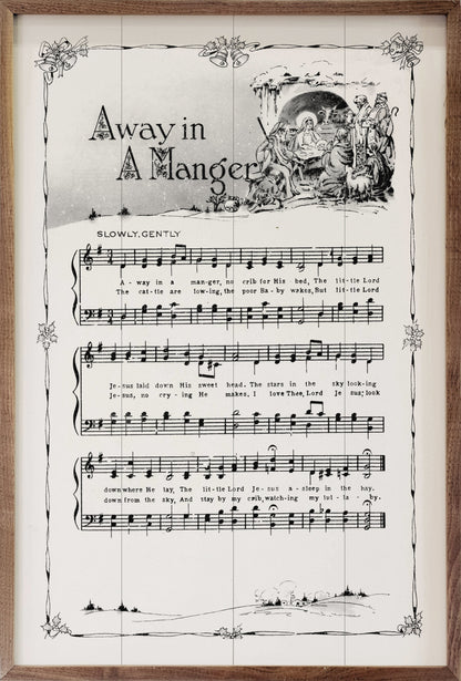 Away In A Manger Sheet Music-Walnut Frames-tbgypsysoul