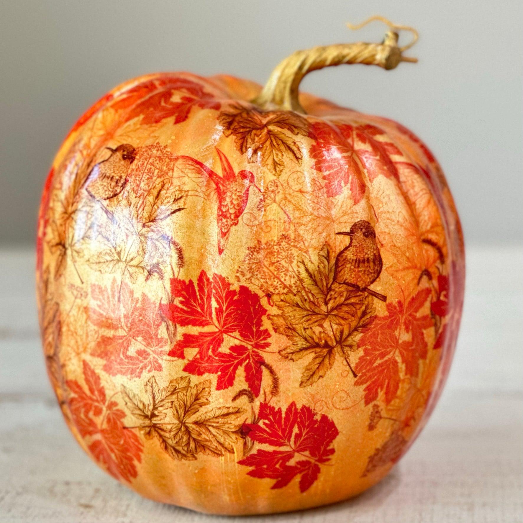 Birds of Fall Pumpkin-Decorative Pumpkins-tbgypsysoul