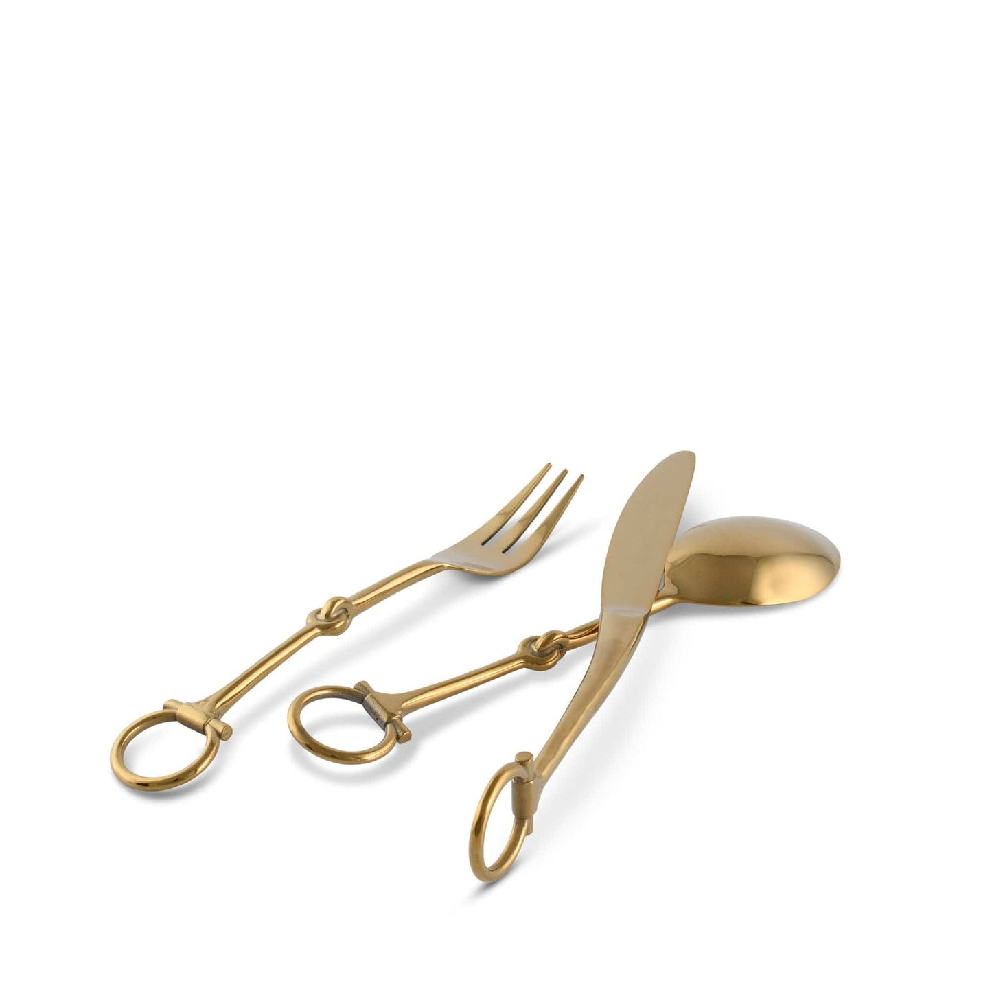Bit Five piece Flatware Set - Stainless Steel Shiny Gold-Equestrian-tbgypsysoul