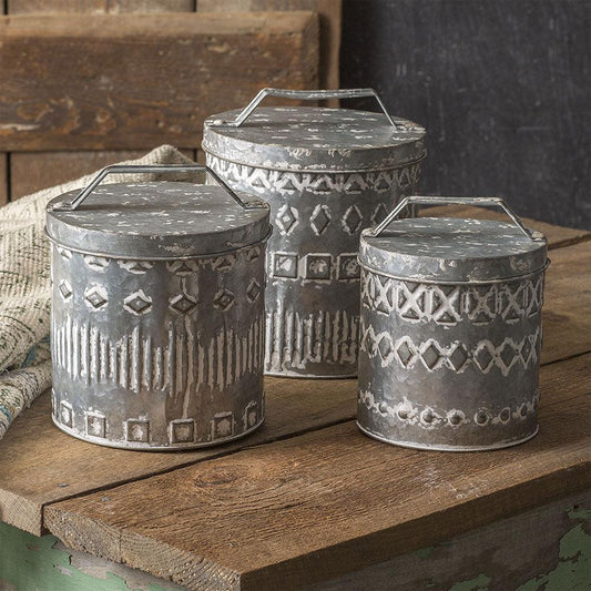 boho-patterned-canisters-set-of-three-kitchen-decorative-storage-ctw-Threadbare Gypsy Soul