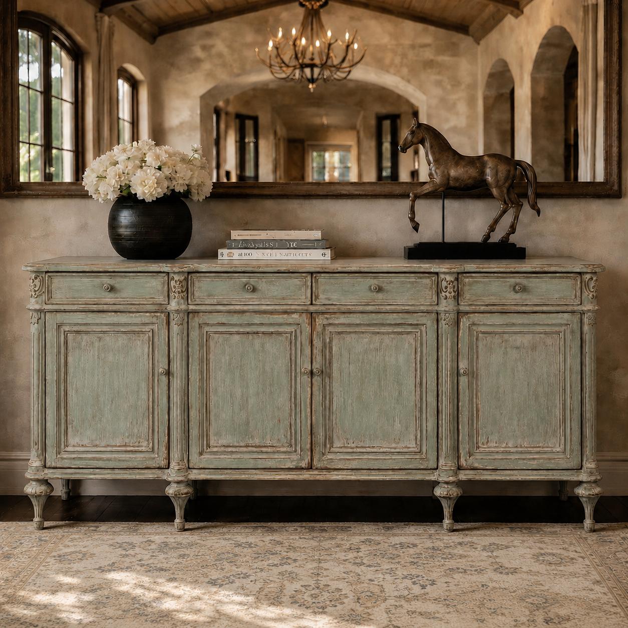 Château Verdure French Country Sideboard - White Glove Included-Buffet Sideboard-tbgypsysoul