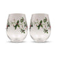 Christmas Holly Stemless Wine Glasses-Wine Glasses > Stemless > Painted & Jeweled-tbgypsysoul