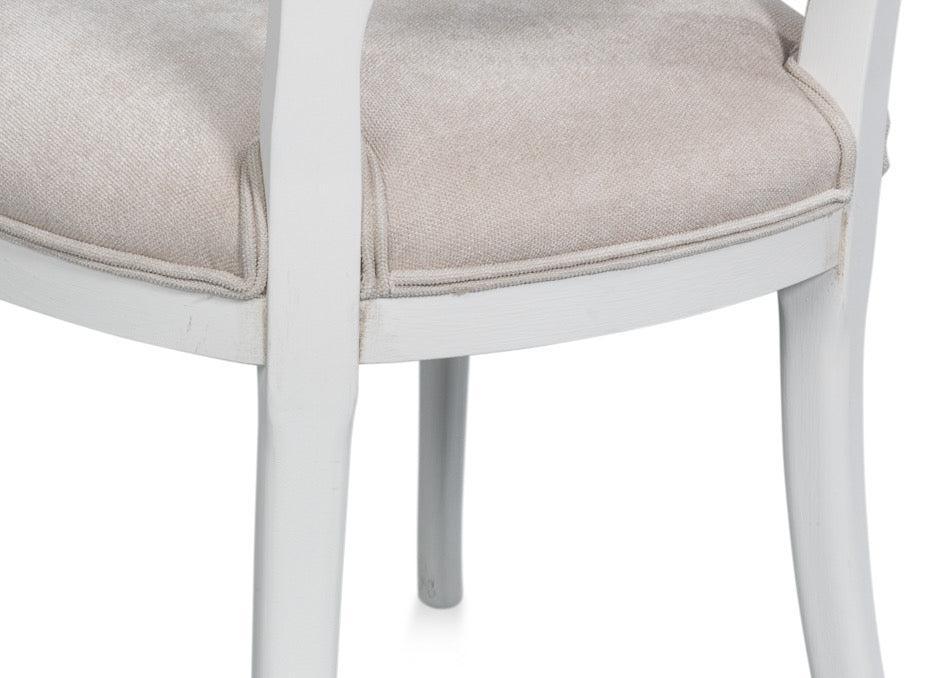 Cortina White, Taupe Chenille Oval Cane Back Dining Chair, Set of 2 - White Glove Included