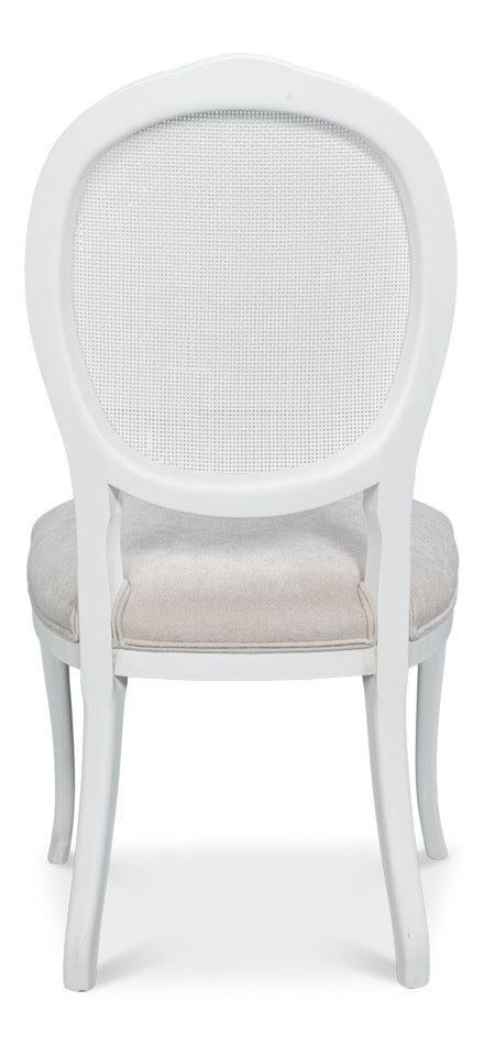 Cortina White, Taupe Chenille Oval Cane Back Dining Chair, Set of 2 - White Glove Included