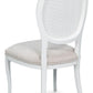 Cortina White, Taupe Chenille Oval Cane Back Dining Chair, Set of 2 - White Glove Included