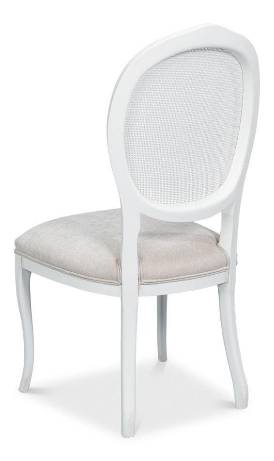 Cortina White, Taupe Chenille Oval Cane Back Dining Chair, Set of 2 - White Glove Included