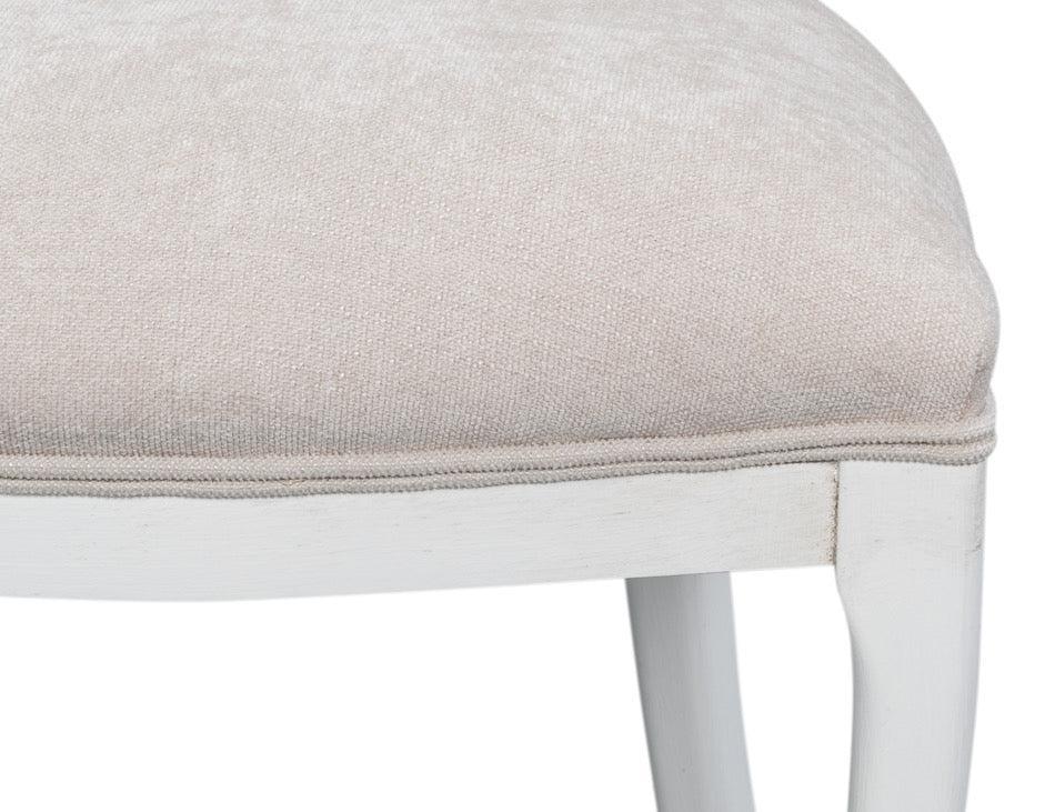 Cortina White, Taupe Chenille Oval Cane Back Dining Chair, Set of 2 - White Glove Included