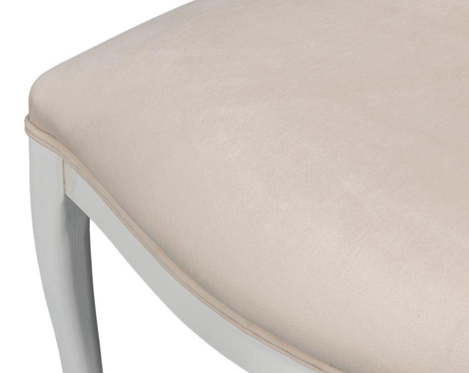 Cortina White, Velvet Taupe Oval Cane Back Dining Chair, Set of 2 - White Glove Included