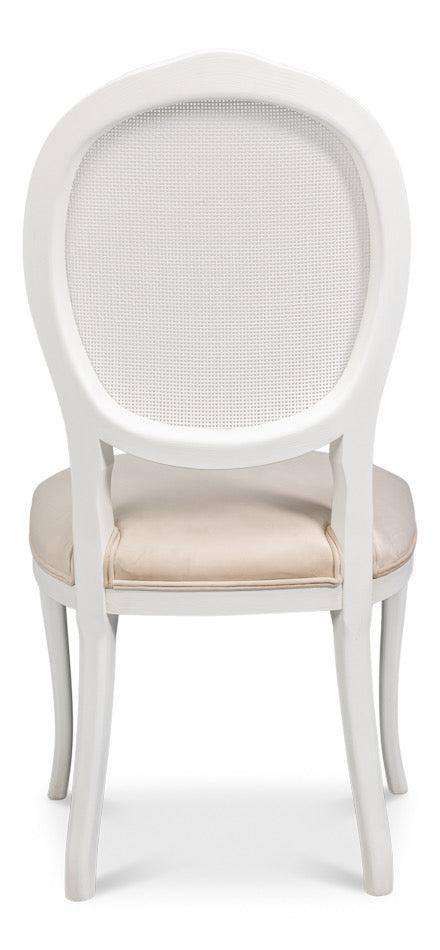 Cortina White, Velvet Taupe Oval Cane Back Dining Chair, Set of 2 - White Glove Included