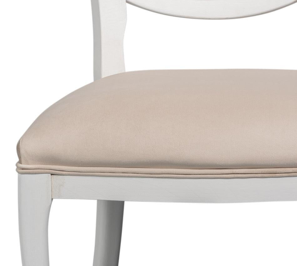 Cortina White, Velvet Taupe Oval Cane Back Dining Chair, Set of 2 - White Glove Included