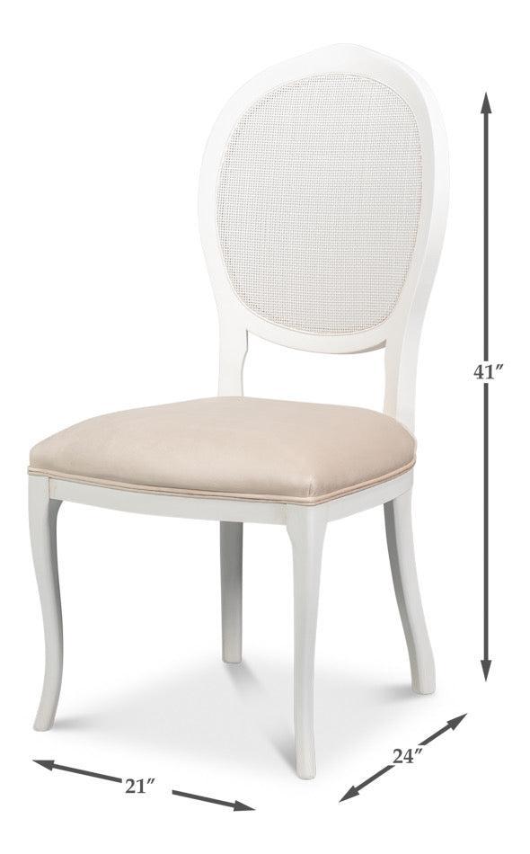 Cortina White, Velvet Taupe Oval Cane Back Dining Chair, Set of 2 - White Glove Included