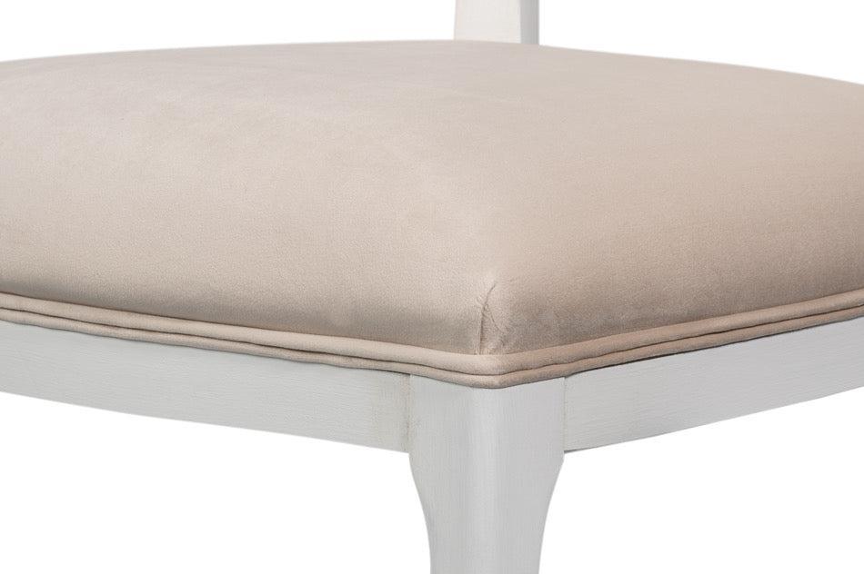 Cortina White, Velvet Taupe Oval Cane Back Dining Chair, Set of 2 - White Glove Included