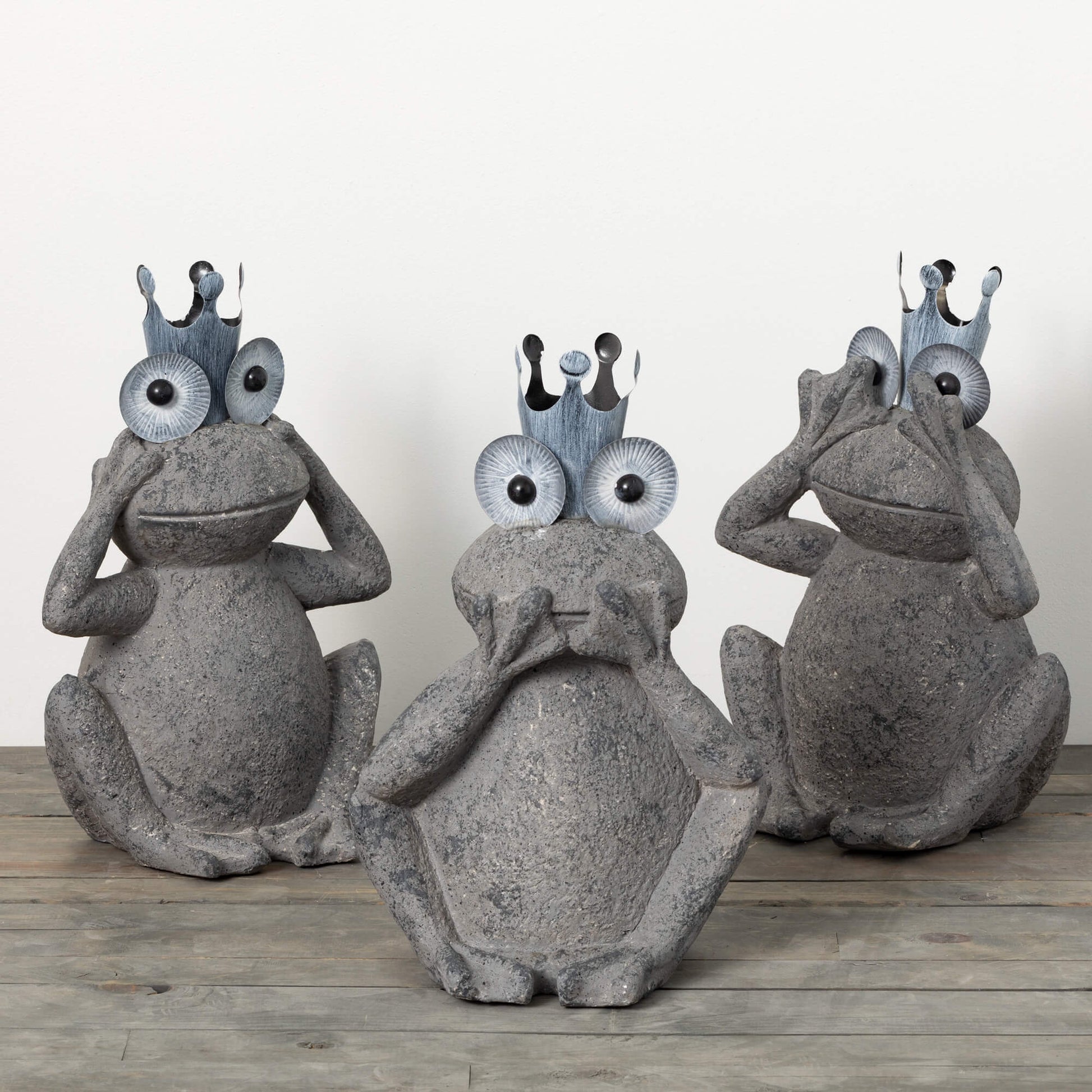 Crowned Frog Garden Statues - Set of 3-tbgypsysoul