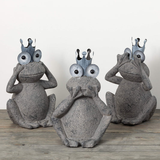 Crowned Frog Garden Statues - Set of 3-tbgypsysoul