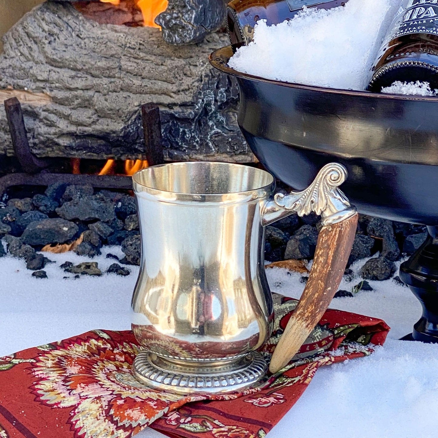 Curved English Mug - Antler Handle-Lodge Style-tbgypsysoul