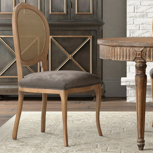 French Country Oval Cane Back Dining Chair, Set of 2 - White Glove Included-Dining Chair-tbgypsysoul