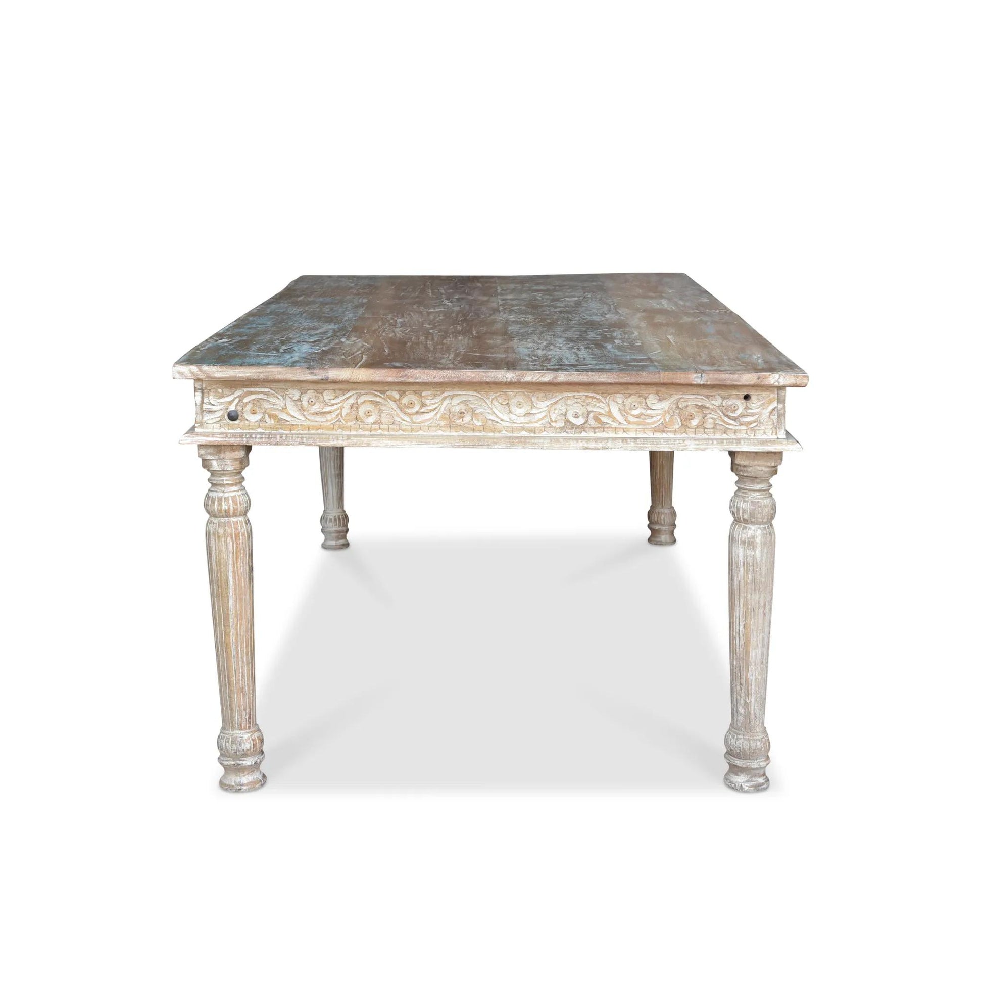 Driftwood Recycled Carved Dining Table-Dining Table-tbgypsysoul