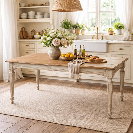 The Elise Dining Table, Grey-Dining Table-tbgypsysoul