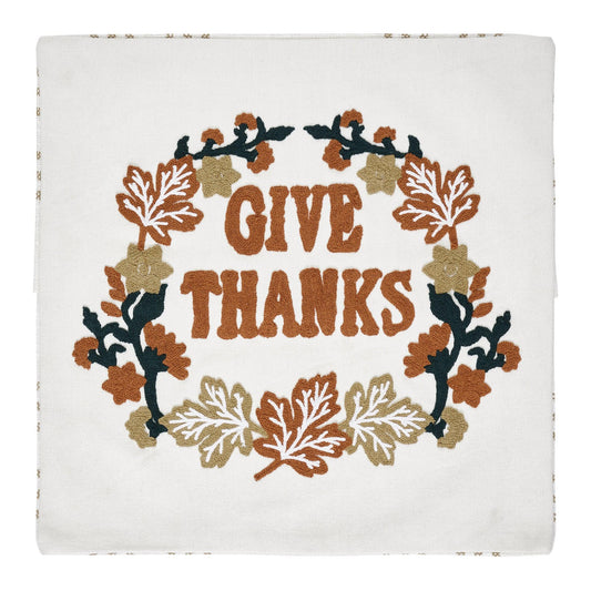 Embroidered Farmhouse Give Thanks Plaid Pillow Cover-Throw Pillow-tbgypsysoul