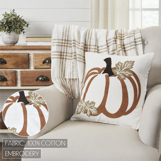 Embroidered Farmhouse Plaid Pumpkin Pillow Cover-Throw Pillow-tbgypsysoul