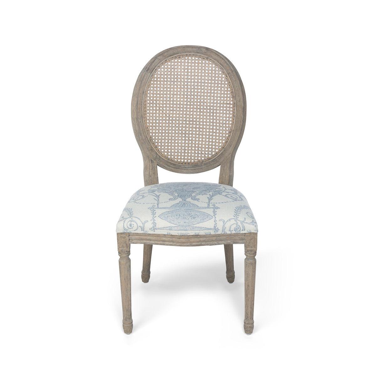French Blue Bouquet Cane Back Dining Chair-Dining Chair-tbgypsysoul