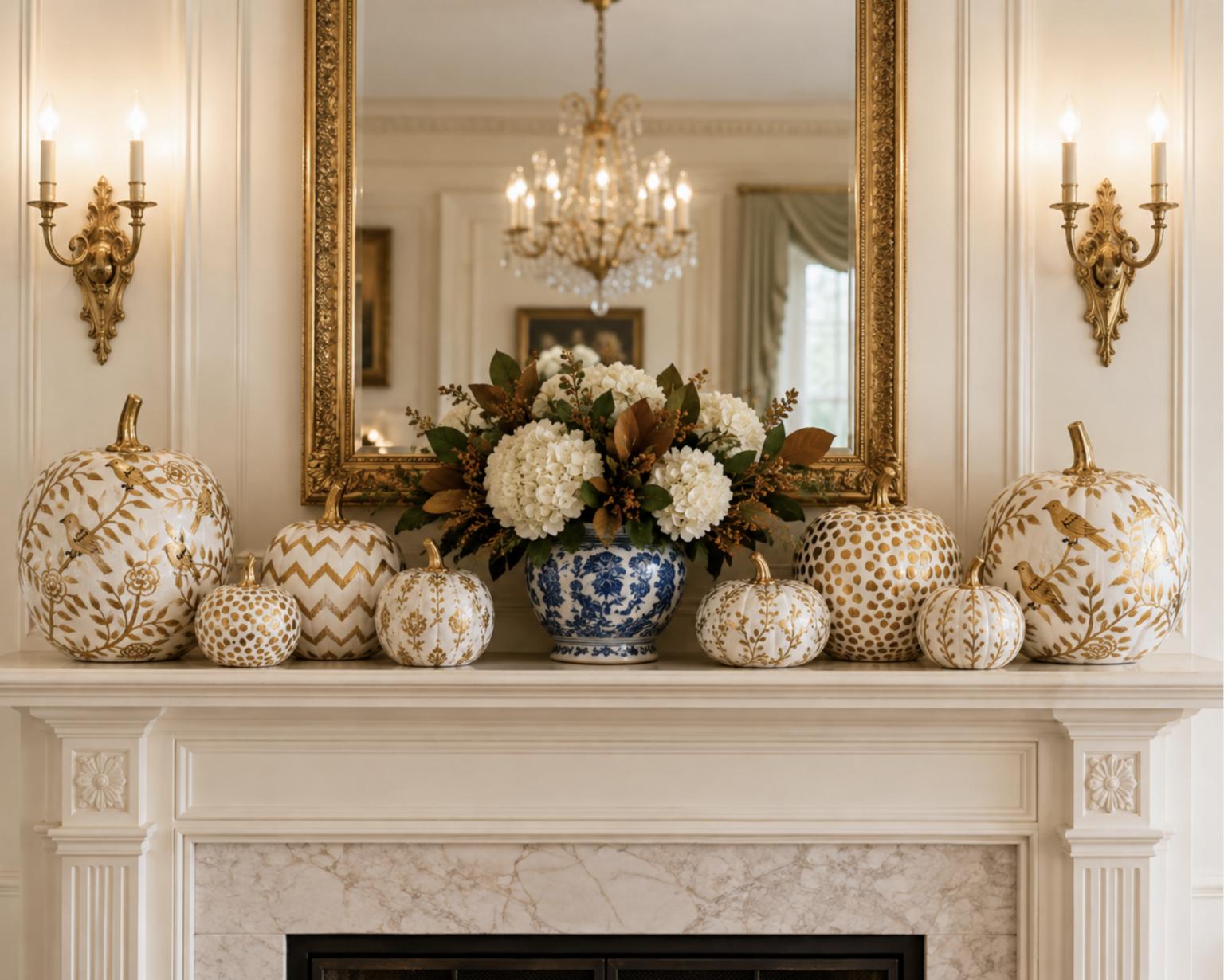 Gold Bird & Vine Pumpkin-Shop-tbgypsysoul